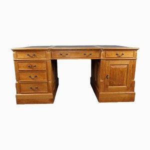 Teak Desk Inlaid with Leather