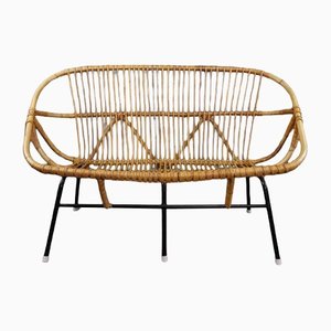 Rattan Bench in the Style of Rohe Noordwolde