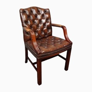 English Leather Chesterfield Armchair
