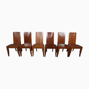 Dark Solid Hardwood Chairs, Set of 6