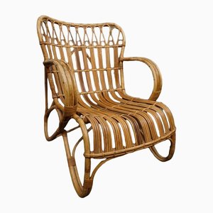 Rattan Lounge Chair in the Style of Rohé Noordwolde