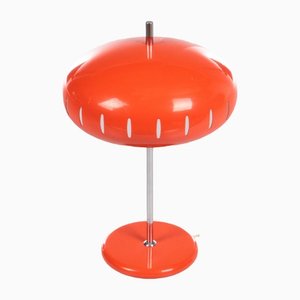 Lámpara de mesa vintage de metal naranja, años 60