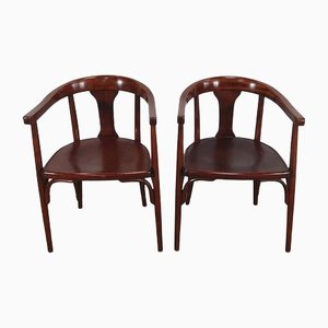 Curved Wooden Armchairs from Fischel, 1900, Set of 2