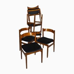 101 Esszimmerstühle aus Holz & Samt von Gianfranco Frattini für Cassina, 6 . Set