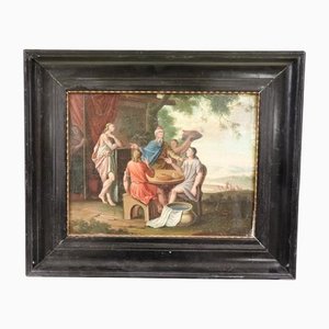 Biblische Szenenmalerei, 1800er, Öl auf Karton, gerahmt