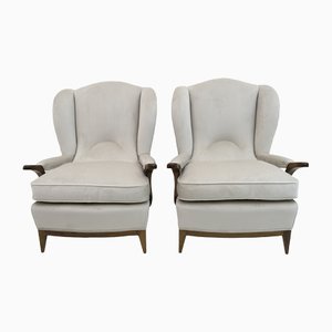 Set of Mid-Century Modern Armchairs in Velvet by Paolo Buffa, Italy, 1950s