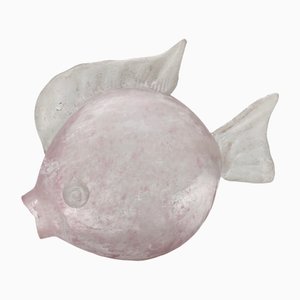 Postmodern Pink Scavo Glass Decorative Fish, Italy