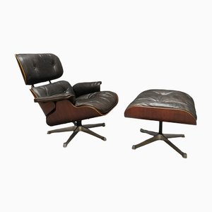 Lounge Chair and Footstool by Charles & Ray Eames for Herman Miller, Set of 2
