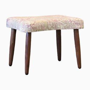 Danish Stool with Dog Bone-Shaped Seat with Chrysanthemum Toile Upholstery from William Morris & Co.