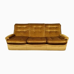 Braunes Vintage Drei-Sitzer Sofa