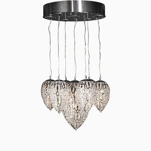 Plafonnier Lampadario Lightfall Egg Arabesque en Acier et Cristal avec 7 Lampes de Vgnewtrend