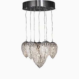 Steel & Crystal Egg Arabesque Lampadario Lightfall Ceiling Lamp with 7 Lamps from Vgnewtrend