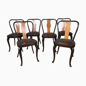 Art Deco Dining Chairs, 1950s, Set of 6