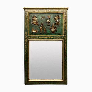 Mid-Century Emerald Green Japanned Trumeau Mirror