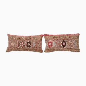 Turkish Oushak Pink and Sand Cushion Covers, Set of 2