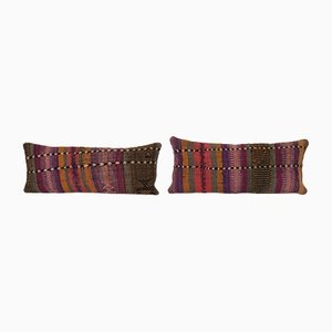 Striped Kilim Lumbar Cushion Covers, Set of 2