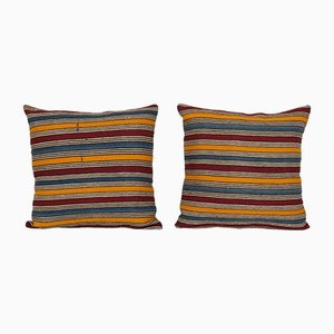 Turkish Striped Organic Wool Outdoor Cushion Covers, Set of 2