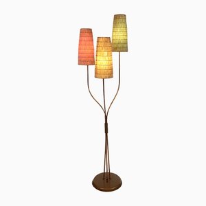 Vintage Floor Lamp with 3 Sissal Shades, Germany, 1960s