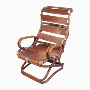 Bamboo and Leather Relax Chair, 1960s