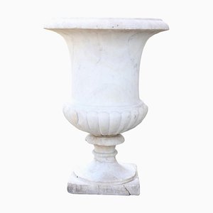 Antike Medici Vase für Außenbereich und Garten aus weißem Carrara Marmor, 1880er
