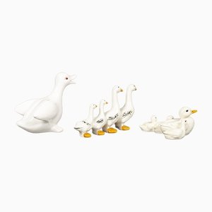 Weiße Enten aus Porzellan, 1970er, 3er Set
