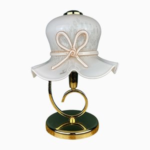 Lámpara de mesa italiana de cristal de Murano rosa, años 80