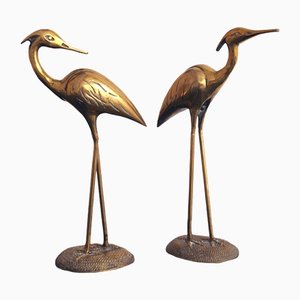 Hollywood Regency Brass Bird Sculptures, Set of 2
