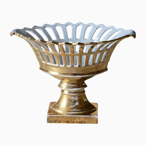 Antique Empire Style Porcelain Oval Basket, 1820s