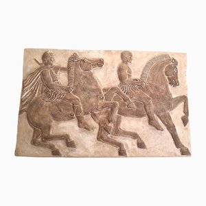 Vintage Alexander the Great and Warrior on Horses Resin Wall Plaque