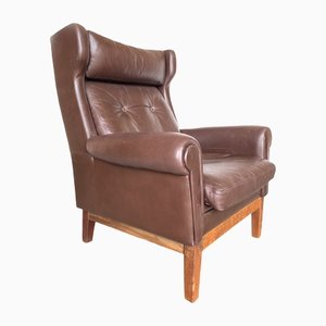 Swedish Brown Leather Lounge Chair