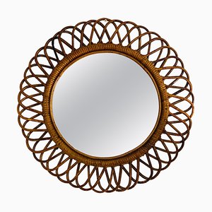 Rattan and Bamboo Wall Mirror by Franco Albini, Italy, 1960s
