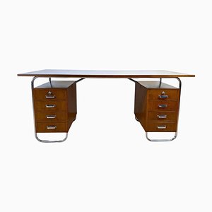 Bauhaus Oak Veneer & Steel Desk from Mücke-melder, 1940s