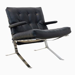 Fauteuil à Dossier Bas Mid-Century en Chrome, Belgique, 1970s