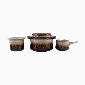 Glazed Stoneware Lidded Bowl, Jug and Bowl Mexico by Bing & Grøndahl, Set of 3