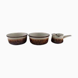 Glazed Stoneware Saucepan and Bowls Mexico by Bing & Grøndahl, Set of 3