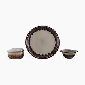 Glazed Stoneware Butter Container, Bowl and Large Dish Mexico by Bing & Grøndahl, Set of 3