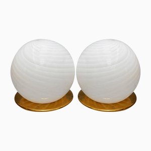 Murano Glass Globe Table Lamps, 1960s, Set of 2