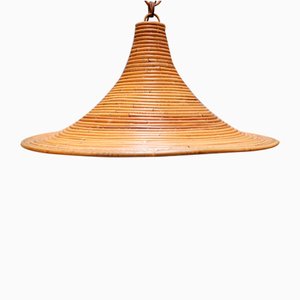 Vintage Italian Rattan Ceiling Pendant Lamp, 1970s