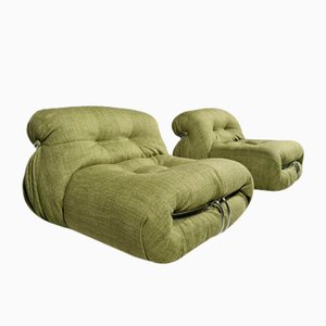 Green Soriana Lounge Chairs by Afra & Tobia Scarpa for Cassina, 1970s, Set of 2