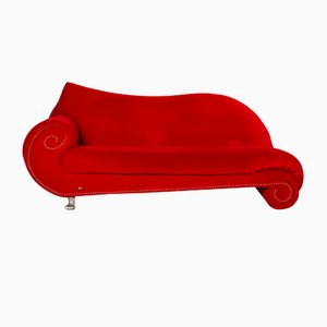 Red Velvet Three-Seater Gaudi Recamier or Sofa from Bretz