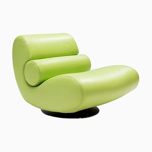 Lime Green Leather Virgule Swivel Lounge Chair by Hans Hopfer for Roche Bobois
