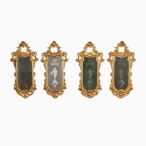 Miroirs Baroques avec Cadre Doré, Set de 4