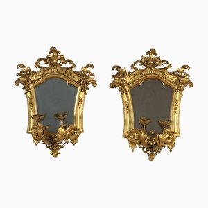 Candle Sconces in Gilt, Set of 2
