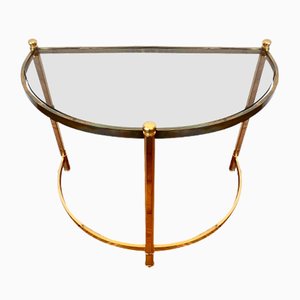 Golden Side Table or Bedside Table with a Shelf in Smoked Glass, 1970s