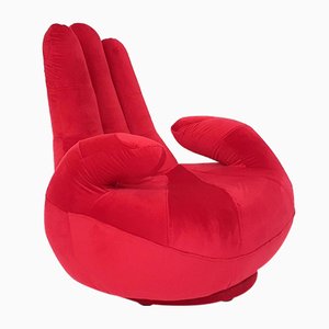 Postmodern Hand-Shaped Swivel Lounge Chair, 1980s