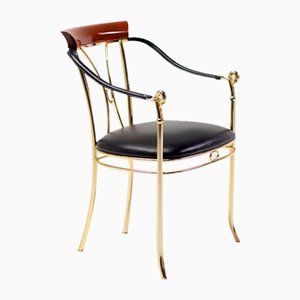 Nappa Leather and Brass Chair by Vidal Grau