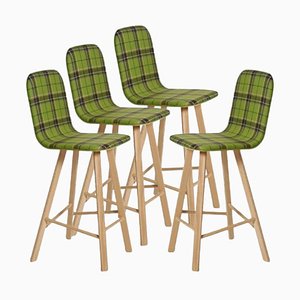 Tria Stools, High Back, Upholstered Nord Wool, Green by Colé Italia, Set of 4