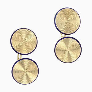 Boutons de Manchette 20ème Siècle en Émail, Or jaune, France, Set de 2