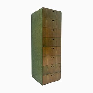 Mid-Century Green Wooden High Chest of Drawers by Derk Jan De Vries, The Netherlands