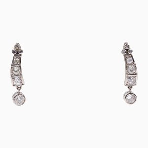 Boucles d'Oreilles en Platine 1ct avec Diamants, 1960s